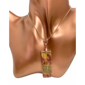 Picasso Jasper Pendant: Rose Gold Necklace, Natural Stone